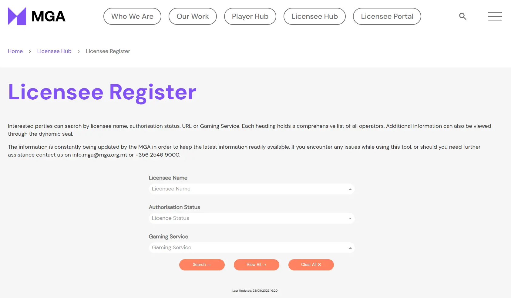 look up the license on the regulator's website