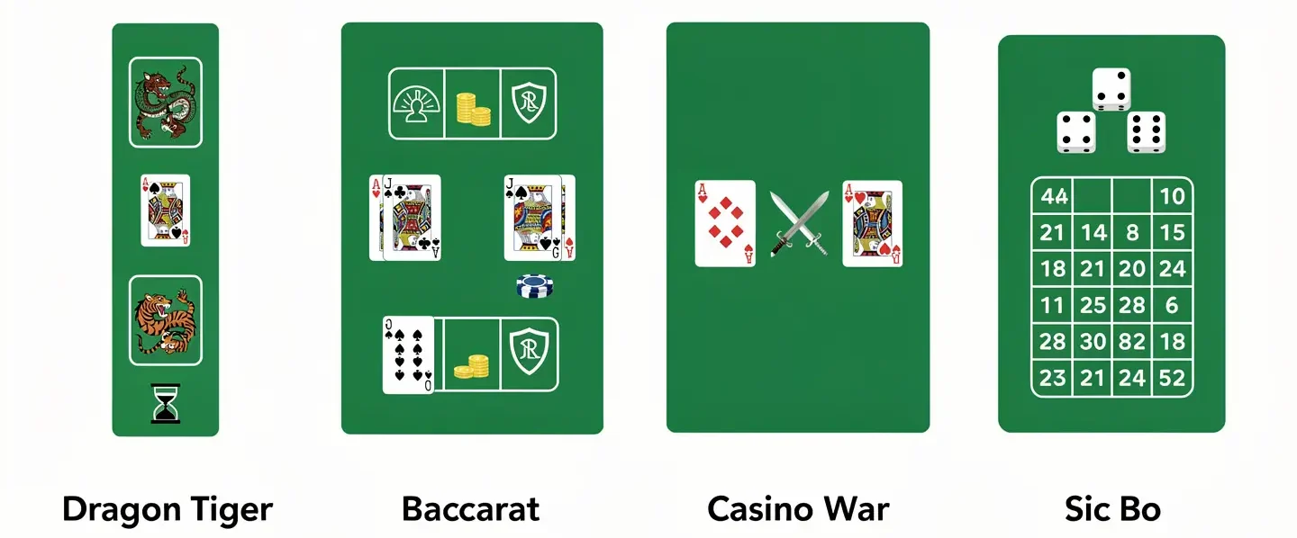Dragon Tiger vs Baccarat and Casino War