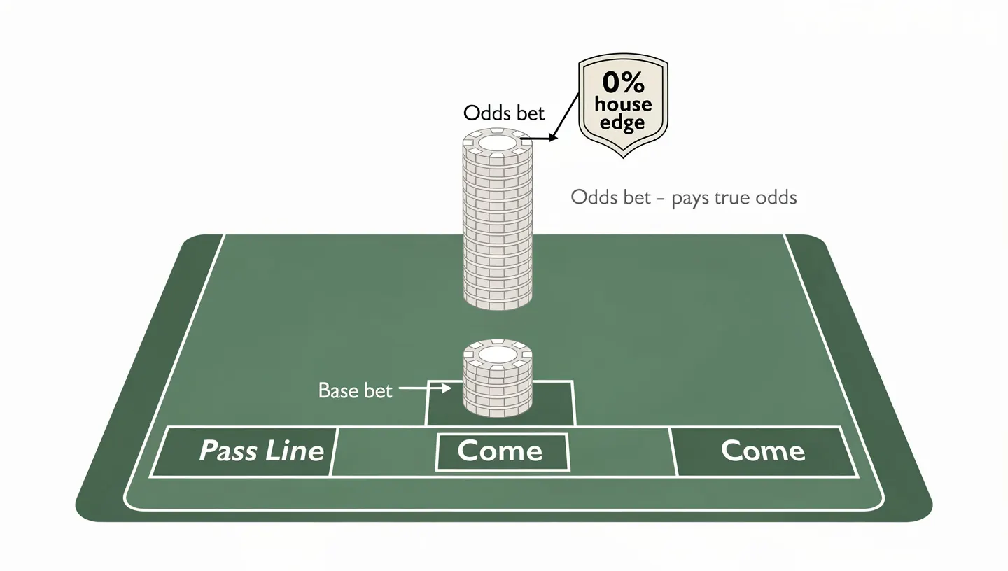 Odds bet, the only zero house edge bet in the casino